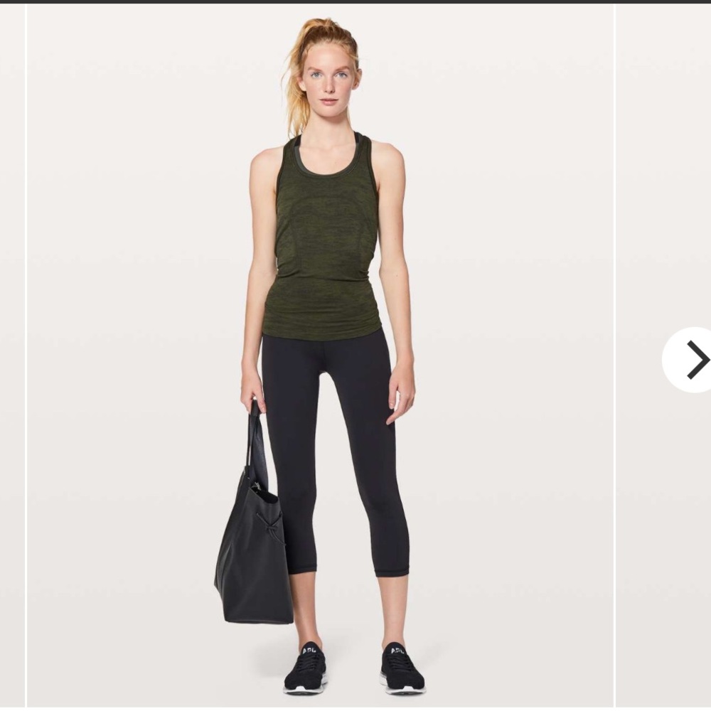 EUC- Lululemon- Sz 10- Dark Olive/Camo- Swiftly Tech- Hip Length